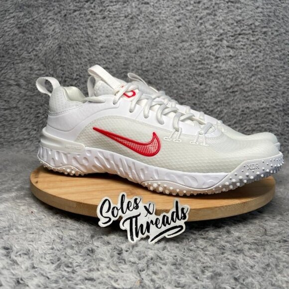 Nike Alpha Huarache 9 Lacrosse Turf Ohio State Size 8.5 Men White Red FQ1141-100 - Picture 2 of 7